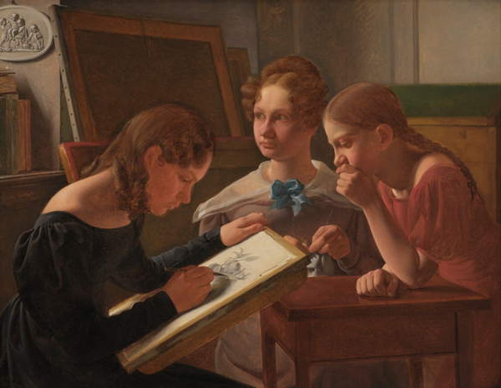 Detail of Three Young Girls. The Artist's Sisters: Alvilde, Ida and Henriette, 1827 by Constantin Hansen