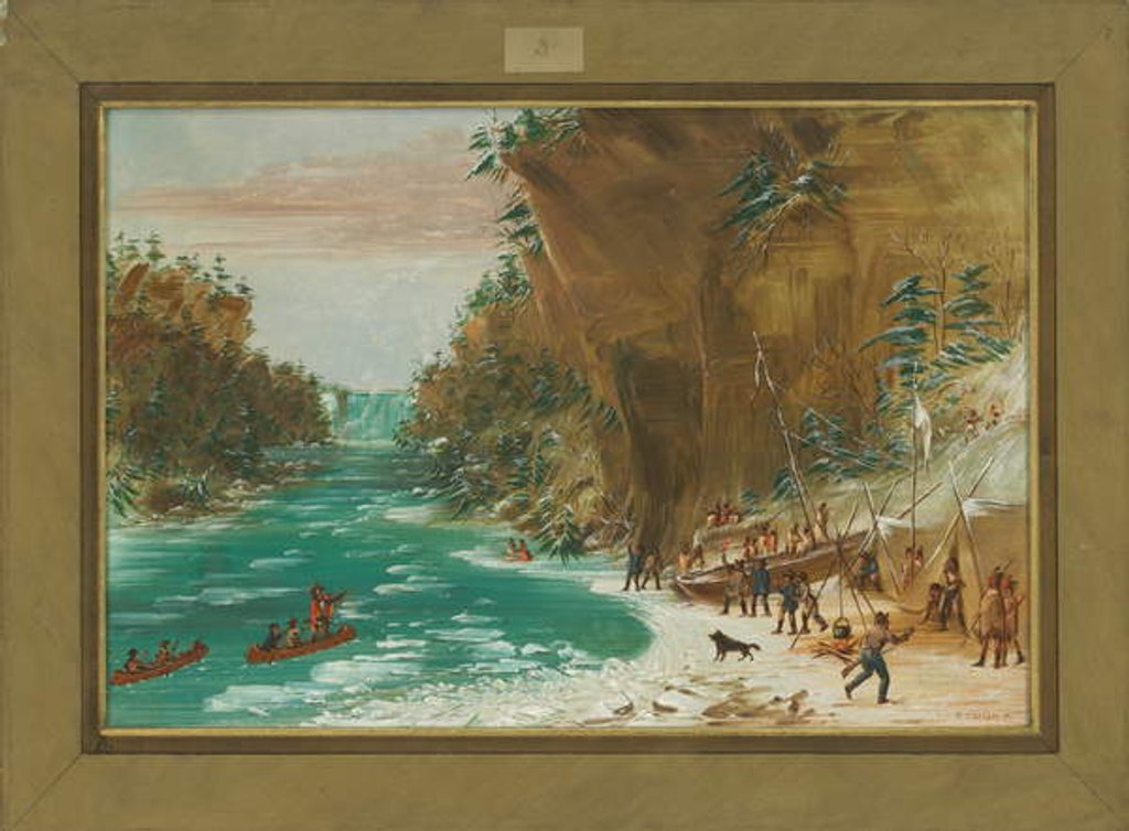 Detail of The Expedition Encamped below the Falls of the Niagara on 20th January 1679, 1847-48 by George Catlin