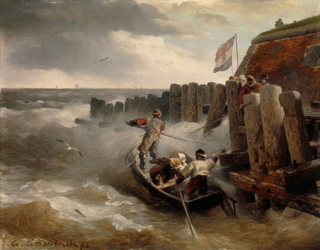 Detail of Seascape, 1894 by Andreas Achenbach