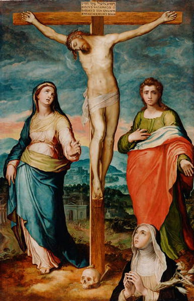 Detail of Christ on the Cross with Saints Mary, John the Evangelist and Catherine of Siena, c.1570 by Marco dal Pino
