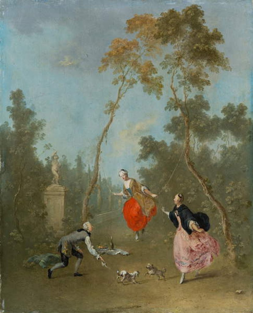 Detail of Lady on a Swing - Gallant Scene in the Park 1, c.1760 by Norbert Joseph Carl Grund