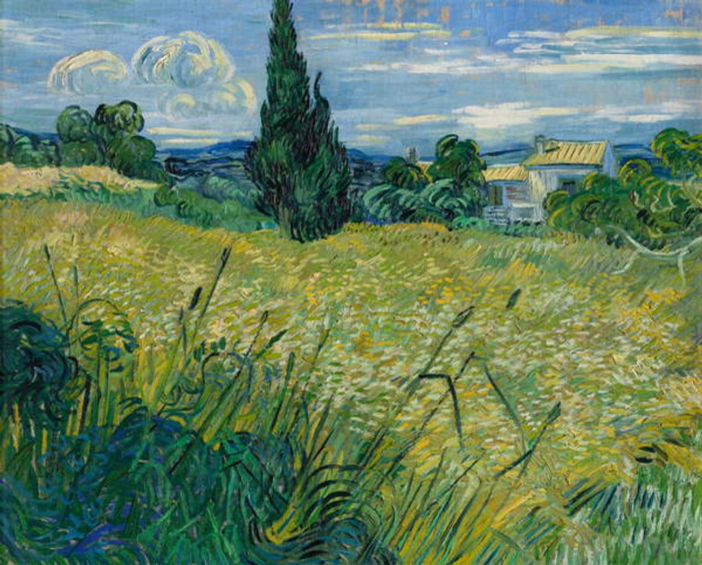 Detail of Green Wheat Field with Cypress, 1889 by Vincent van Gogh
