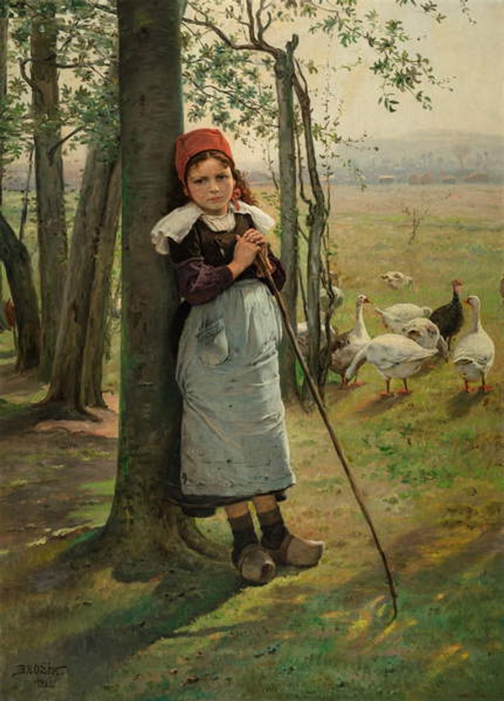Detail of Goose Girl, c.1880 by Vaclav (1851-1901) Brozik