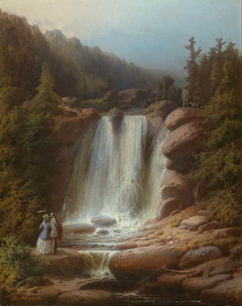 Detail of Waterfall of the Mumlava River in the Giant Mountains, 1850-53 by Josef Matěj Navrátil
