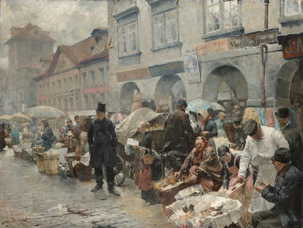Detail of The Egg Market in Prague, 1888 by Ludek or Ludwig Marold