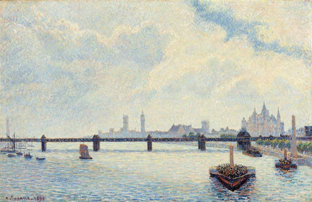 Detail of Charing Cross Bridge, London, 1890 by Camille Pissarro