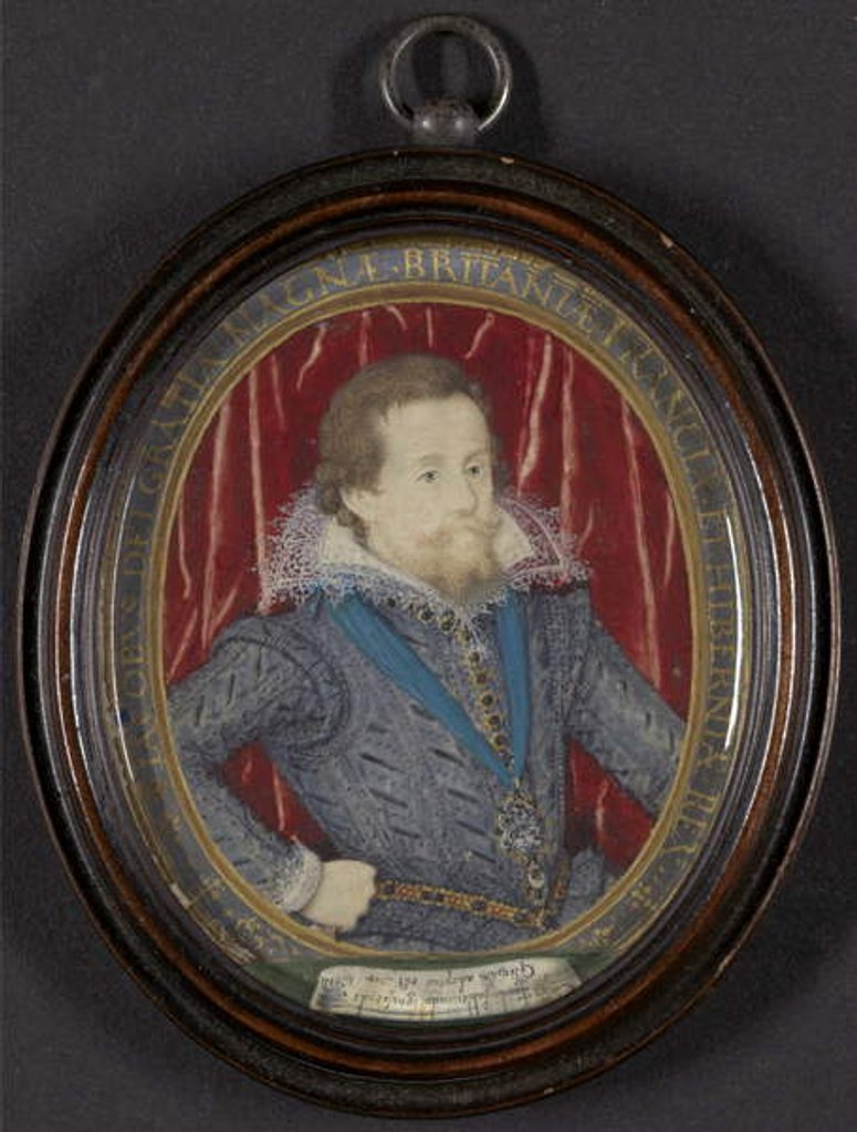 Detail of James I of England and VI of Scotland, c.1610 by Nicholas Hilliard