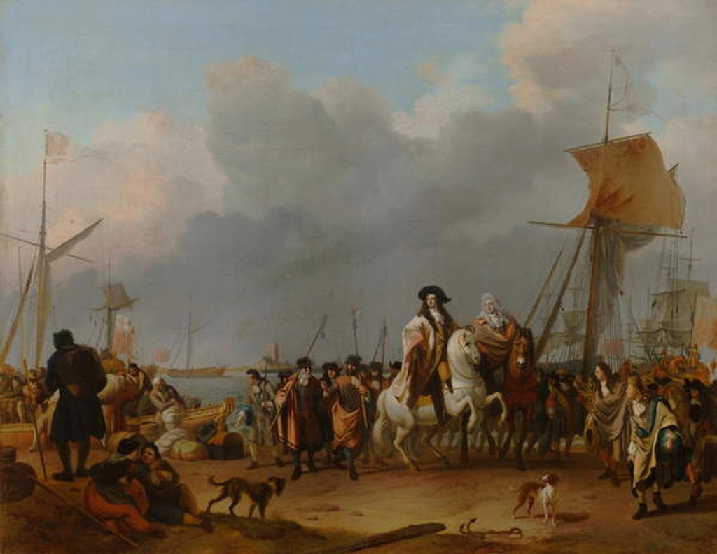 Detail of The Arrival of Stadholder-King Willem III in the Oranjepolder on 31 January 1691, 1692 by Ludolf I Backhuysen