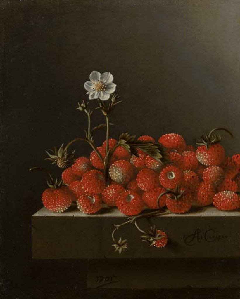Detail of Still Life with Wild Strawberries, 1705 by Adrian Coorte
