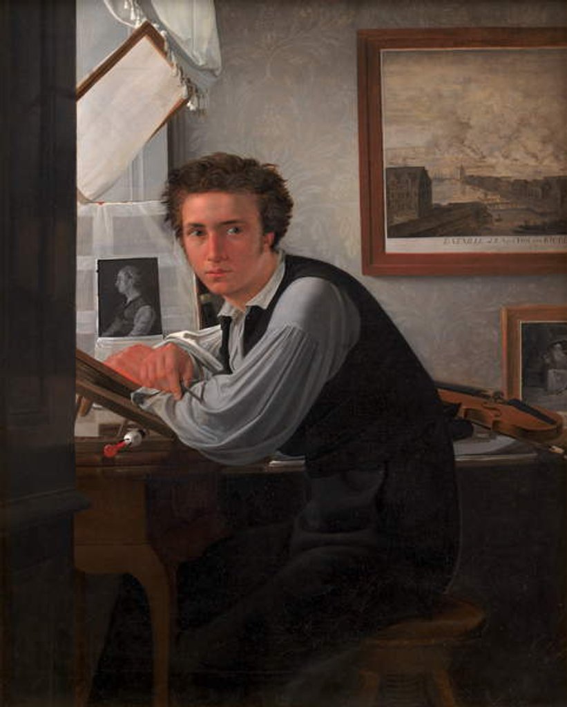 Detail of Copperplate Engraver Carl Edward Sonne, c.1826 by Ditlev Conrad Blunck