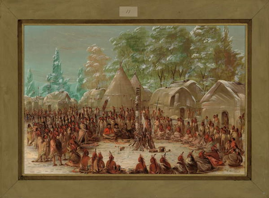Detail of La Salle's Party Feasted in the Illinois Village, January 2nd 1680, 1847-1848 by George Catlin