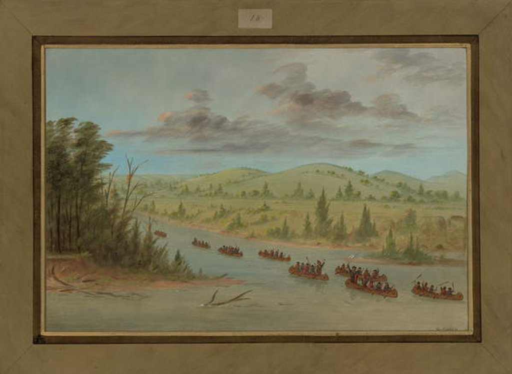 Detail of La Salle's Party Entering the Mississippi in Canoes, February 6th 1682, 1847-48 by George Catlin