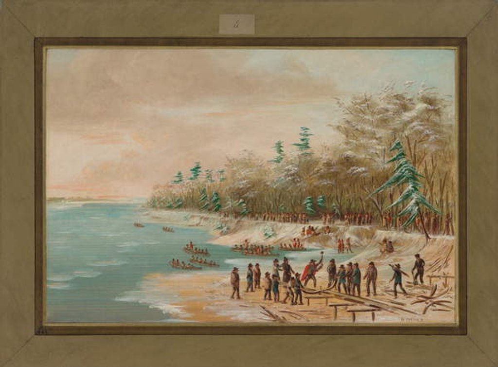 Detail of La Salle Driving the First Bolt for the Griffin, January 26th 1679, 1847-48 by George Catlin