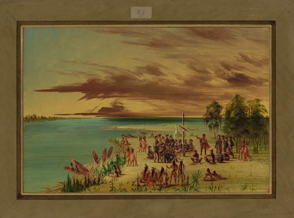 Detail of La Salle Claiming Louisiana for France, April 9th 1682, 1847-48 by George Catlin