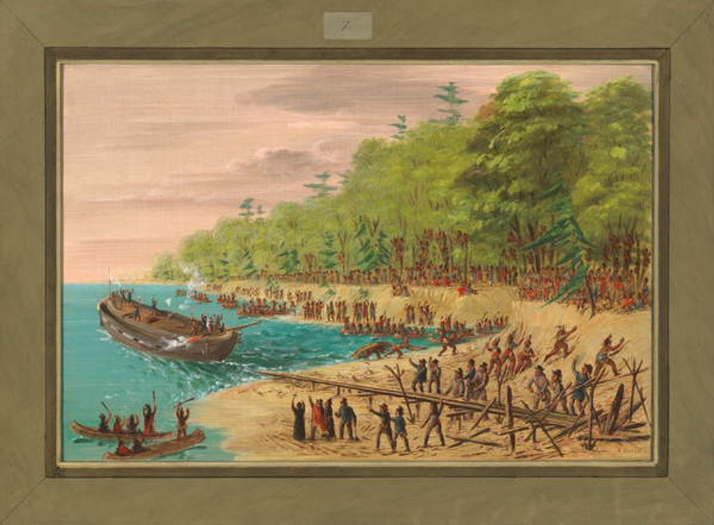 Detail of Launching of the Griffin. July 1679, 1847-48 by George Catlin