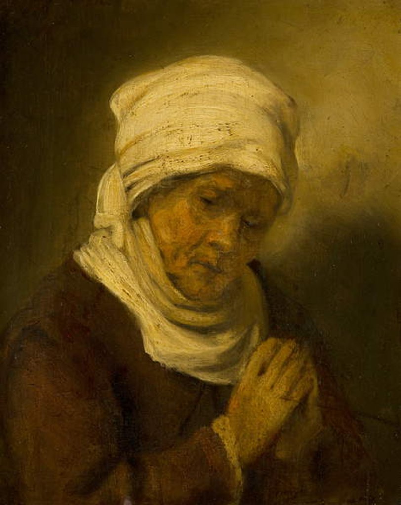 Detail of Praying Woman, c.1660 by Rembrandt Harmensz. van Rijn (circle of)