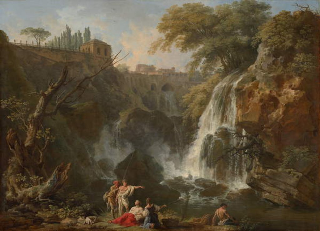Detail of The Waterfalls at Tivoli, with the Villa of Maecenas, c.1740-50 by Claude Joseph Vernet