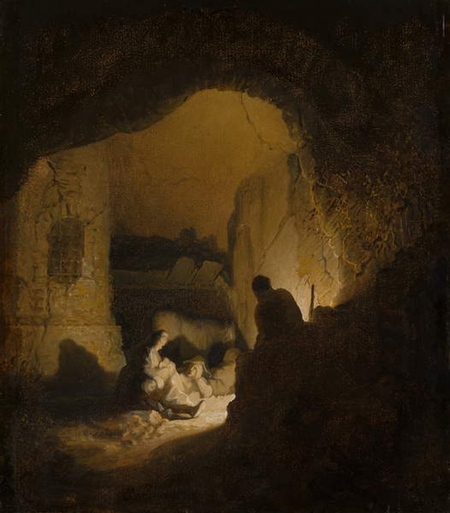 Detail of Travellers Resting, c. 1629-30 by Rembrandt Harmensz. van Rijn (circle of)