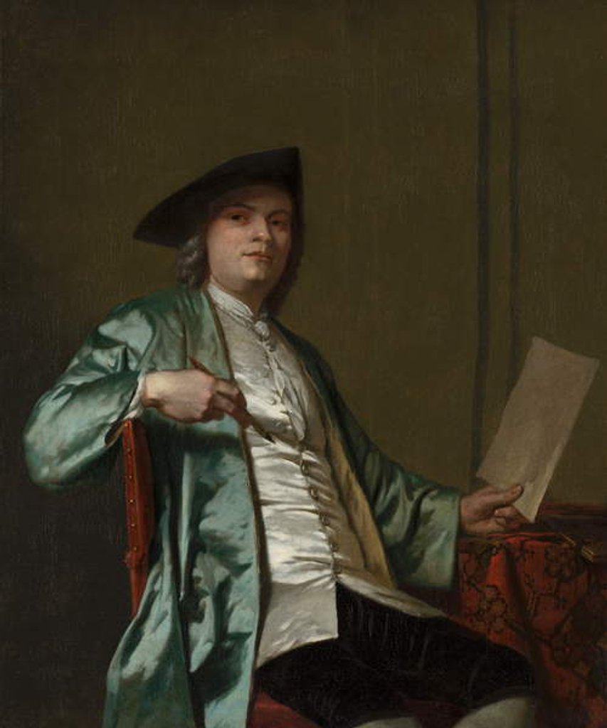 Detail of Portrait of Cornelis Ploos van Amstel, c.1758 by George van der Mijn