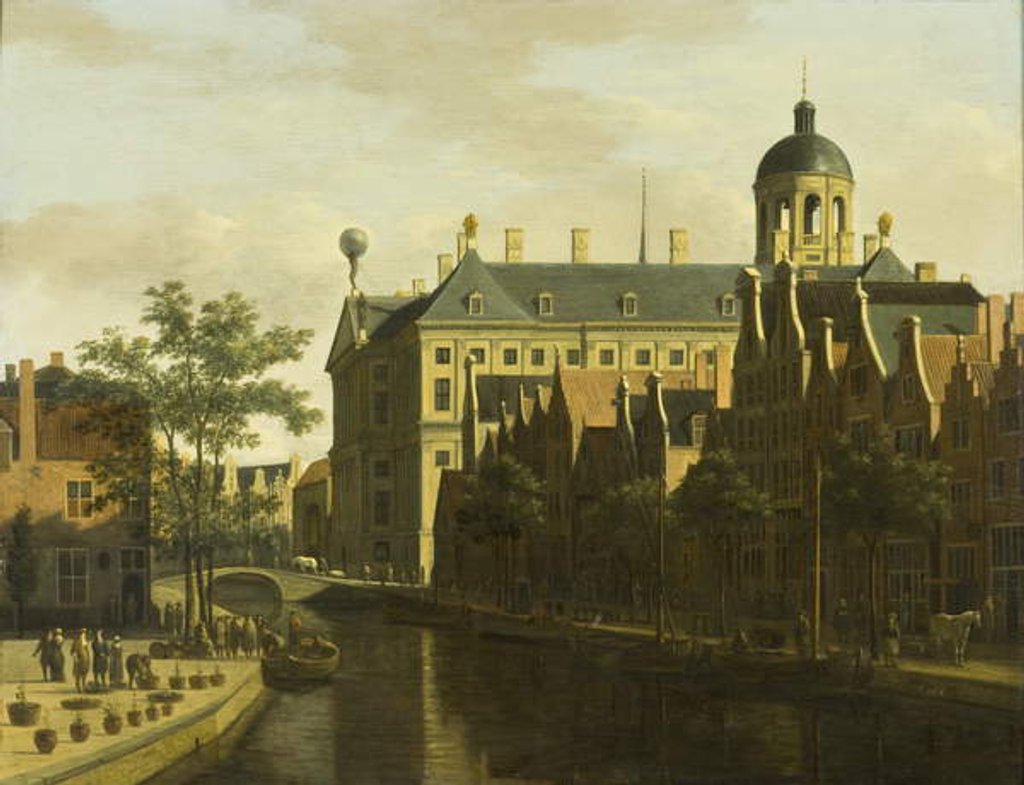 Detail of The Nieuwezijds Voorburgwal with the Flower and Tree Market in Amsterdam, c.1675 by Gerrit Adriaensz Berckheyde