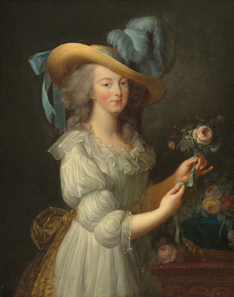 Detail of Marie-Antoinette dans une robe en mousseline, années 1780 by Elisabeth Louise Vigee-Lebrun