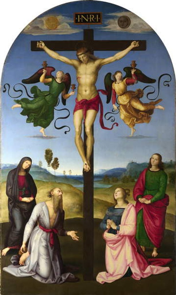 Detail of The Crucified Christ with the Virgin Mary, Saints and Angels, c.1502-03 by Raphael