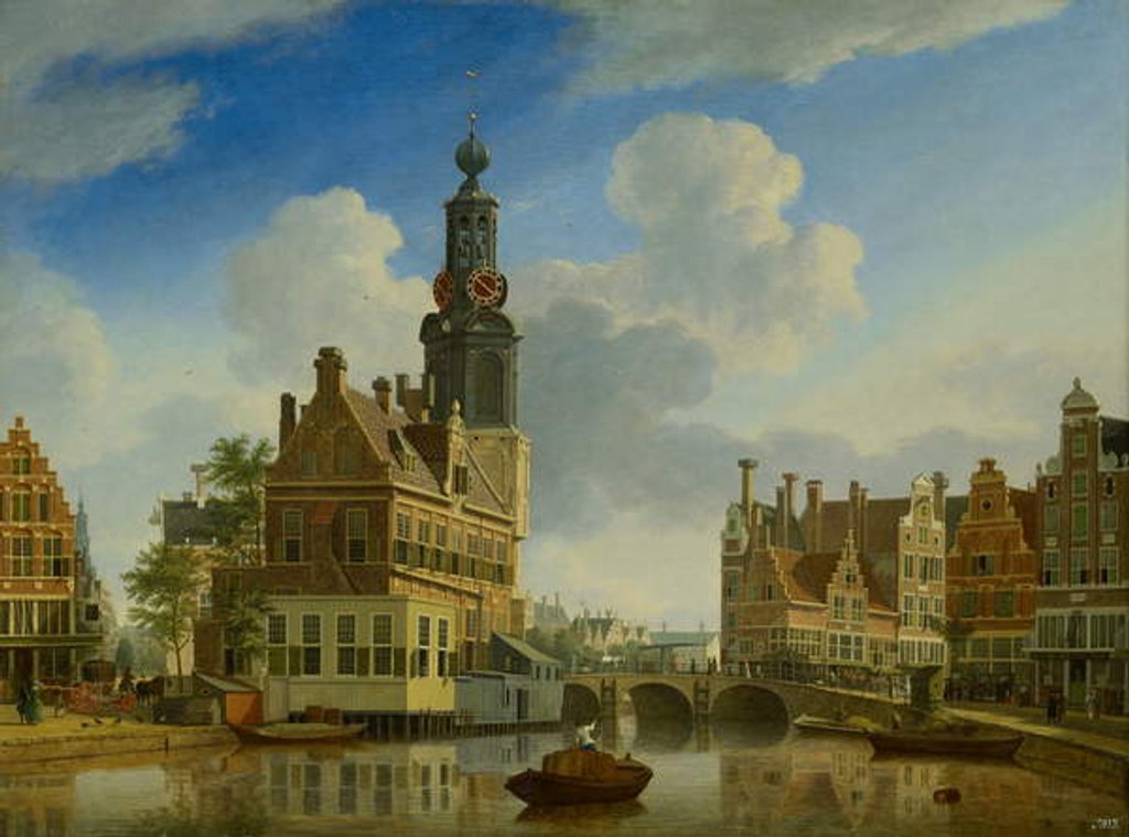 Detail of The Munt Tower viewed from Singel, 1751 by Jan Ten Compe