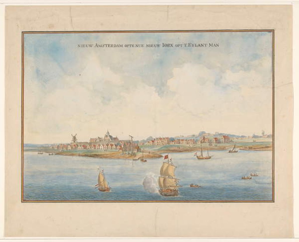 Detail of New Amsterdam and Manhattan, c.1660 by Dutch School