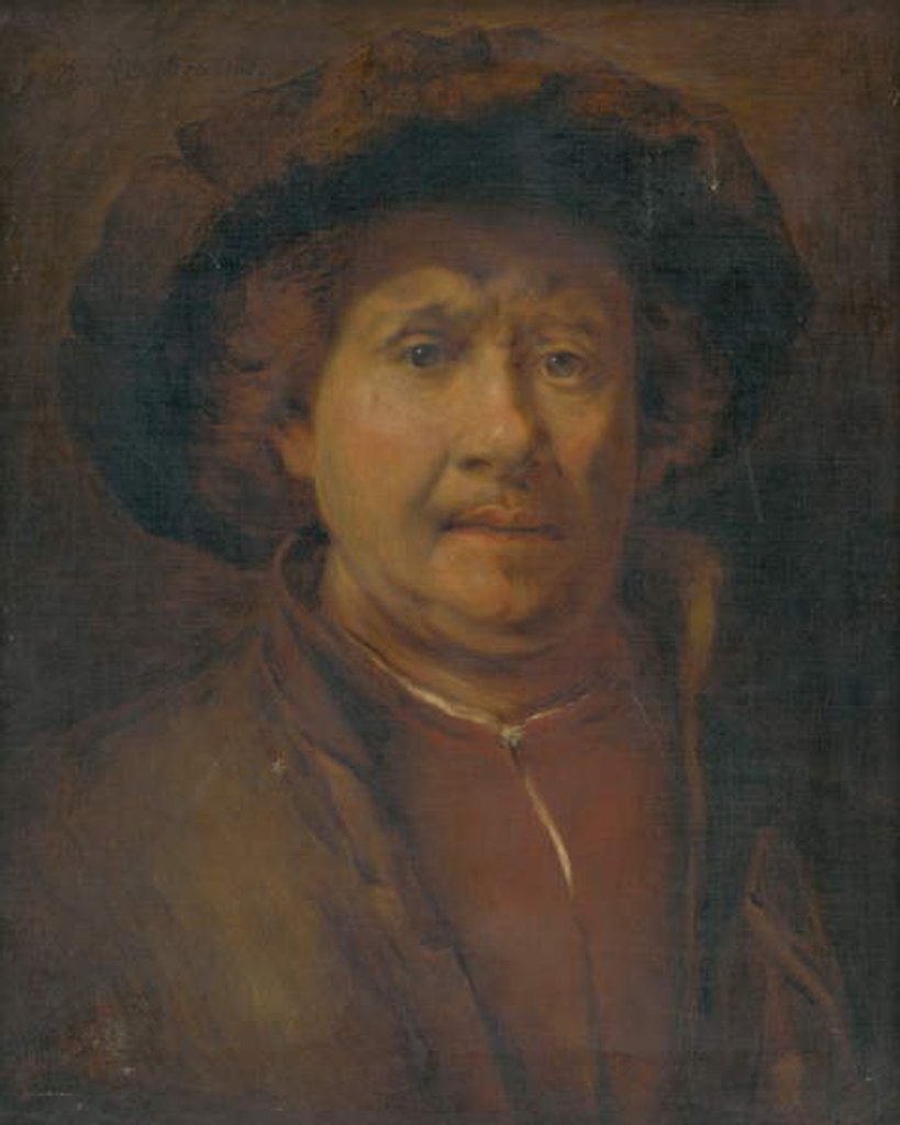 Detail of Self portrait by Rembrandt Harmensz. van Rijn (after)