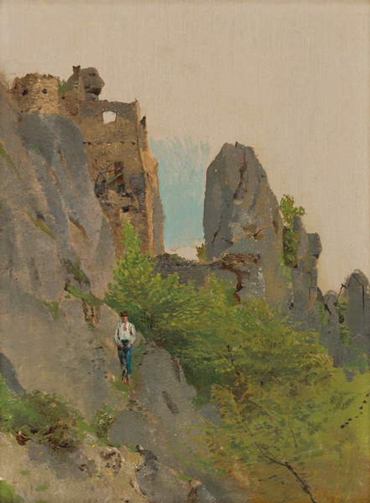 Detail of View of the Súľovské ruins, 1875-85 by Laszlo Mednyanszky