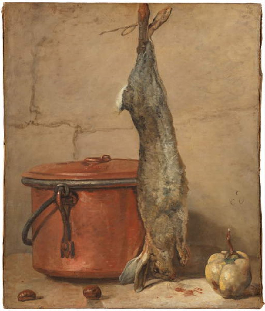 Detail of Rabbit and Copper Pot c.1739-40 by Jean-Baptiste Simeon Chardin