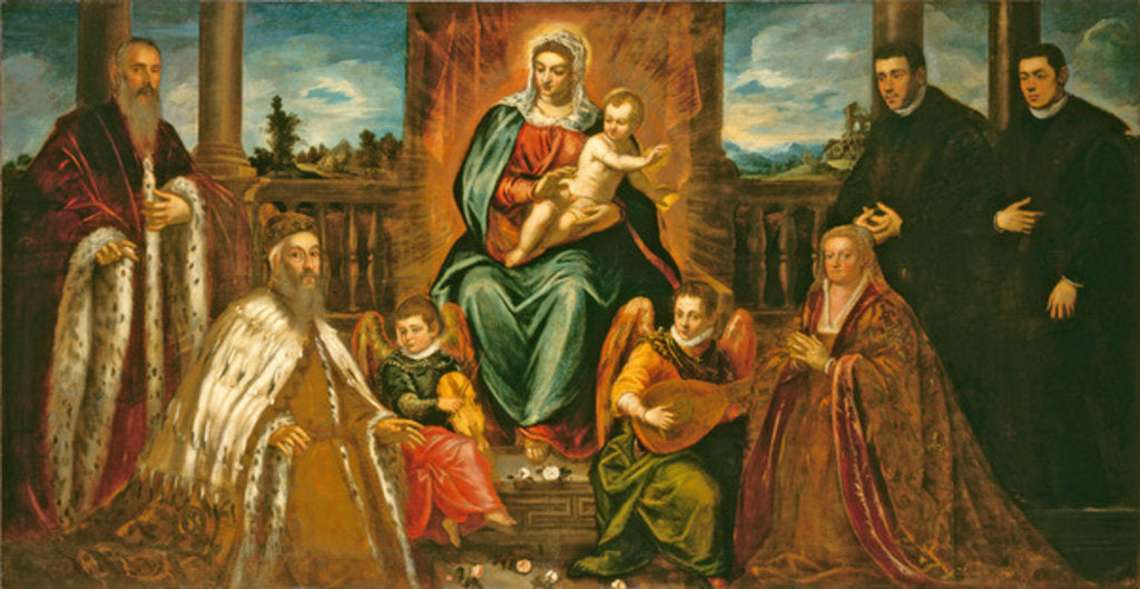 Detail of Doge Alvise Mocenigo and Family before the Madonna and Child, c.1573 by Jacopo Robusti Tintoretto