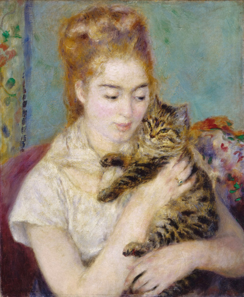 Detail of Woman with a Cat, c.1875 by Pierre Auguste Renoir