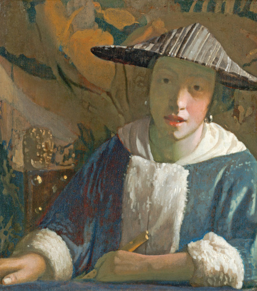 Detail of Young Girl with a Flute, c.1669-75 by Jan Vermeer