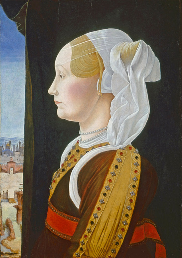 Detail of Ginevra Bentivoglio, c. 1474- 77 by Ercole de Roberti