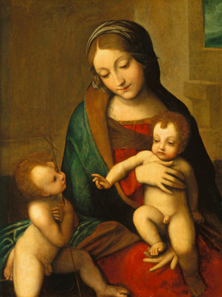 Detail of Madonna and Child with the Infant Saint John, c. 1510 by (c.1489-1534) (after) Correggio