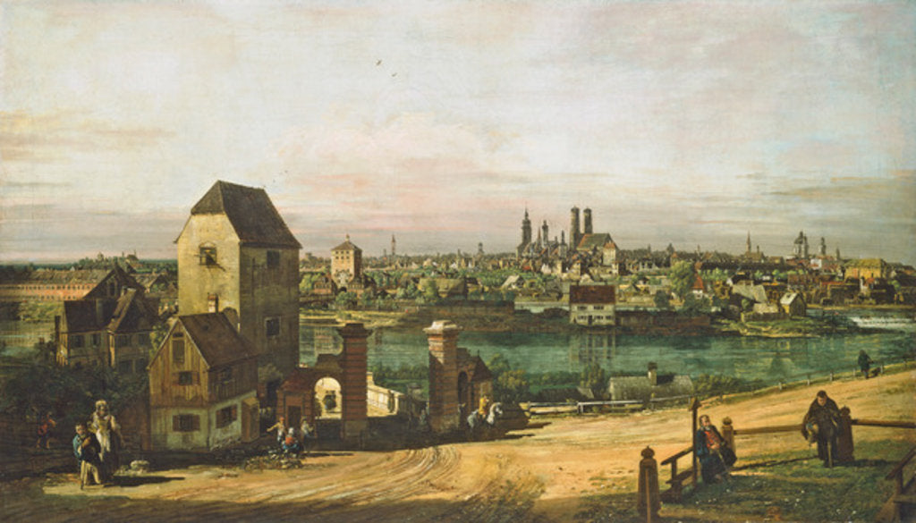 Detail of View of Munich from Haidhausen with the river Isar in the centre, 1761 by Bernardo Bellotto