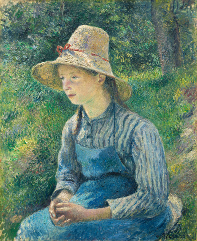 Detail of Peasant Girl with a Straw Hat, 1881 by Camille Pissarro