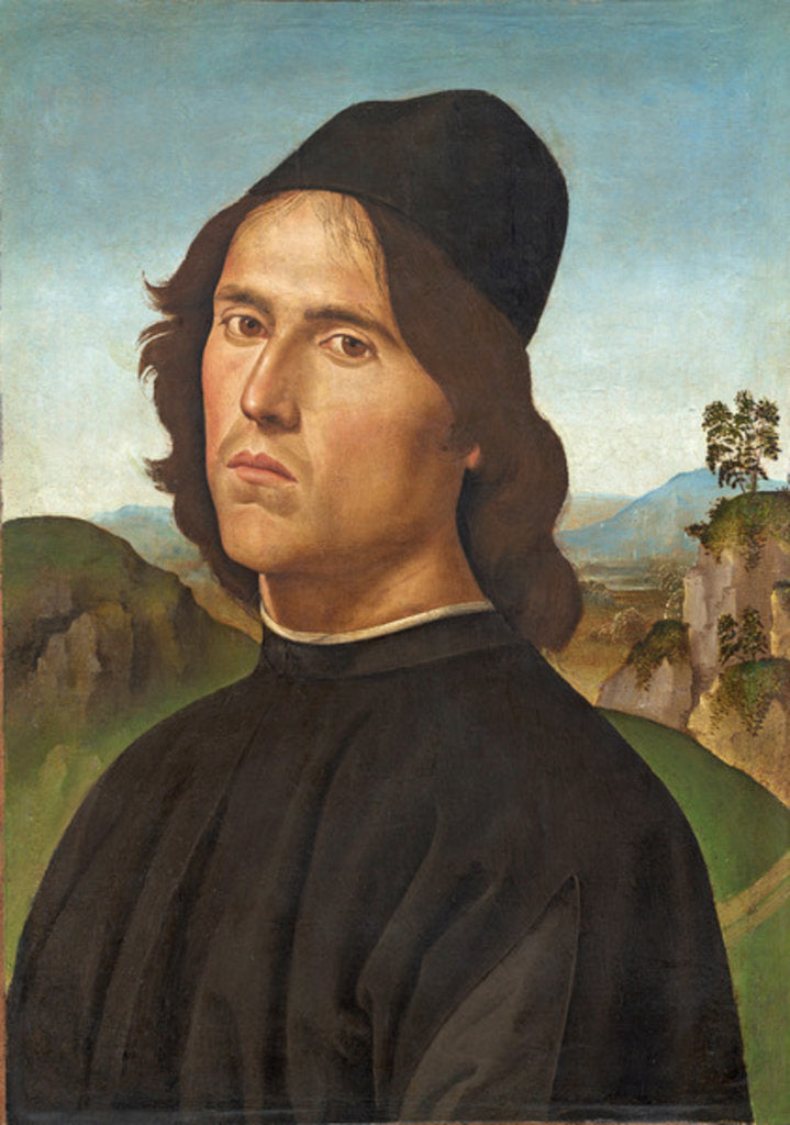 Detail of Portrait of Lorenzo di Credi, 1488 by Pietro Perugino