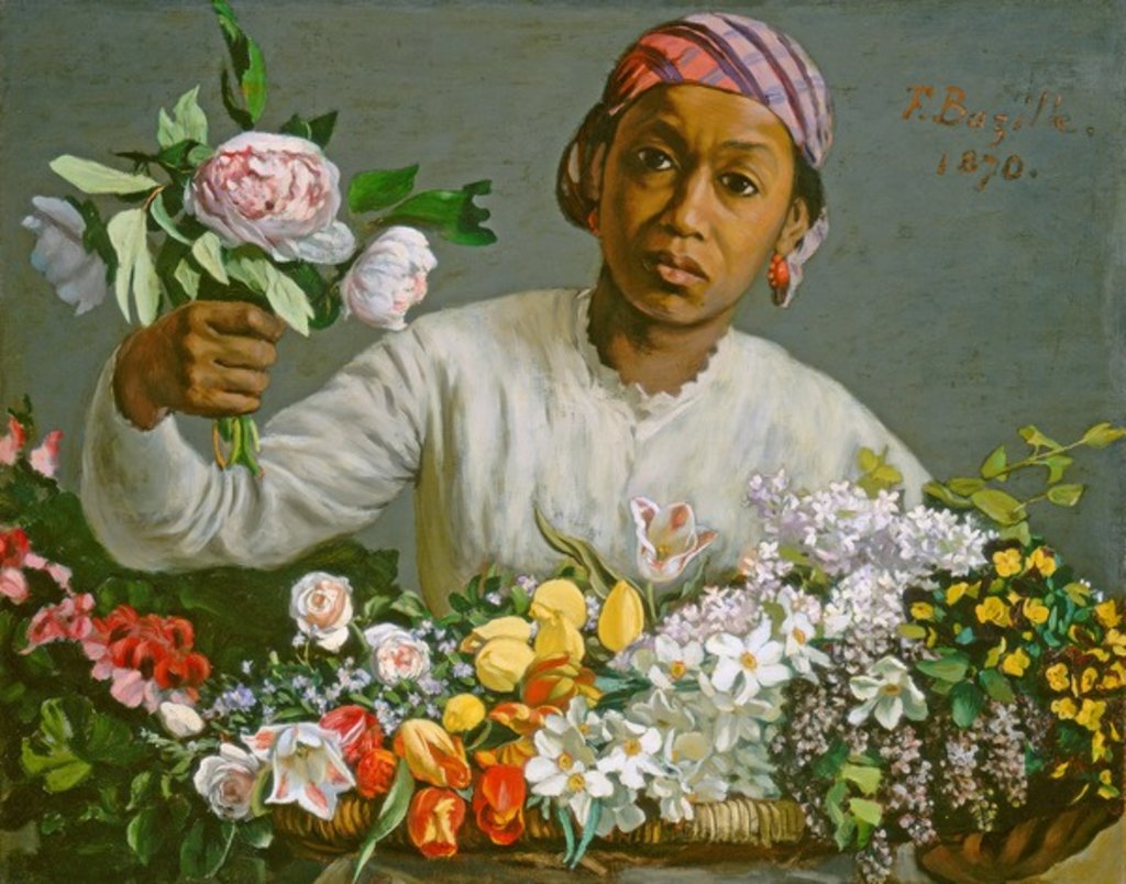 Detail of Young Woman with Peonies, 1870 by Jean Frederic Bazille
