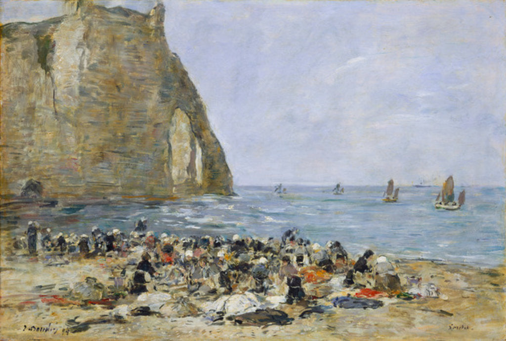 Detail of Washerwomen on the beach of Etretat, 1894 by Eugene Louis Boudin