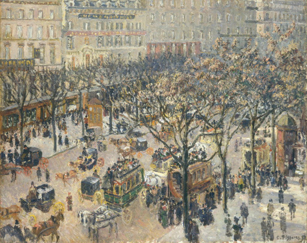 Detail of Boulevard des Italiens, Morning, Sunlight, 1897 by Camille Pissarro