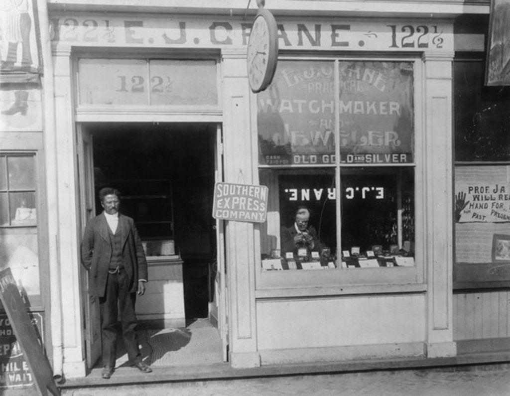 Detail of E.J. Crane, watchmaker and jewelry store, c.1899 by American Photographer