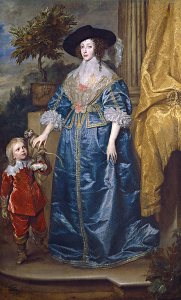 Detail of Queen Henrietta Maria with Sir Jeffrey Hudson, 1633 by Anthony van Dyck