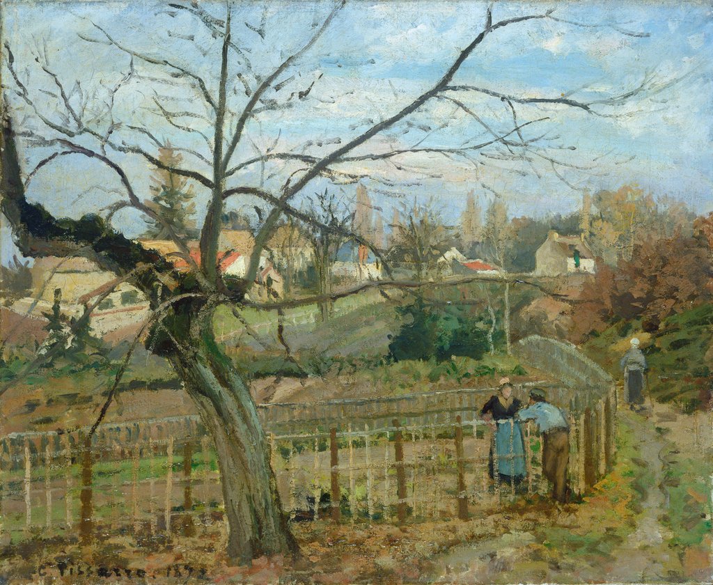 Detail of The Fence, 1872 by Camille Pissarro
