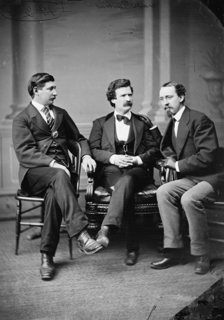 Detail of Mark Twain, George Alfred Townsend and David Gray, 1871 by American Photographer