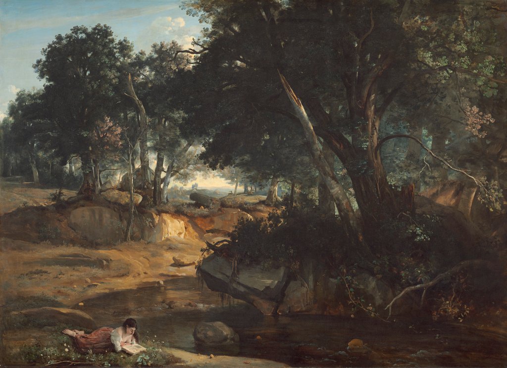 Detail of Forest of Fontainebleau, 1834 by Jean Baptiste Camille Corot