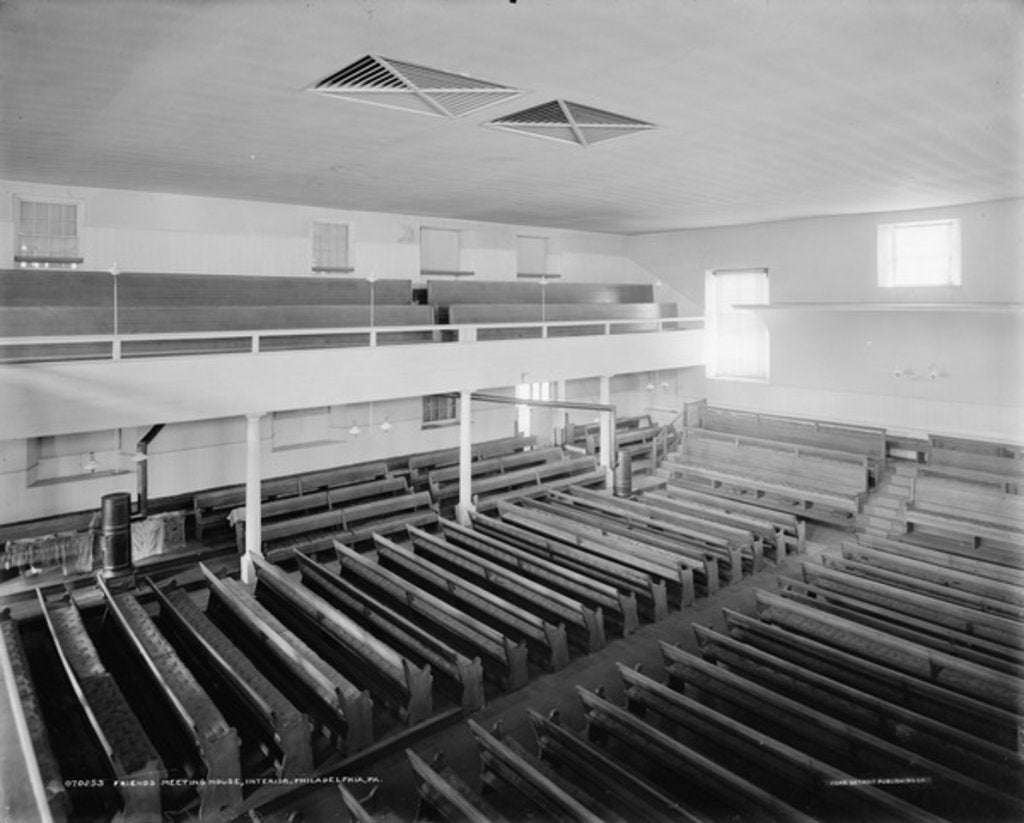 Detail of Friends' Meeting House, interior, Philadelphia, 1900-20 by Detroit Publishing Co.