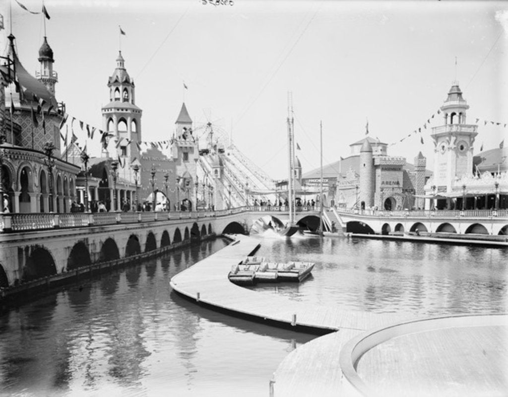 Detail of Shoot the Chutes, Lune Park, Coney Island, 1903-10 by Detroit Publishing Co.