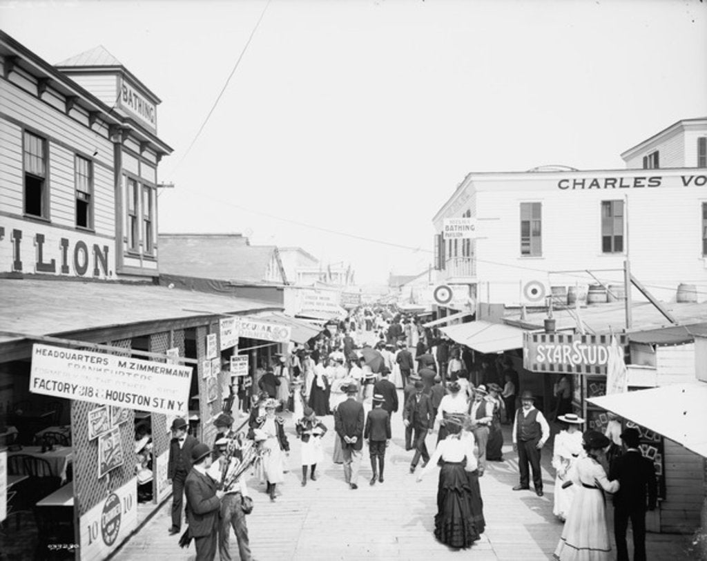 Detail of The Bowery looking East, Rockaway, New York, 1900-10 by Detroit Publishing Co.